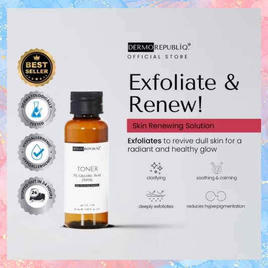 DERMOREPUBLIQ Toner 7% Glycolic Acid (AHA) Skin Renewing Toner | 100ML