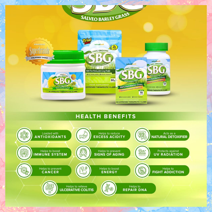 SBG SALVEO Barley Grass | Pure Barley Grass Leaf Powder | TRIAL PACK | Makes 40 Glasses