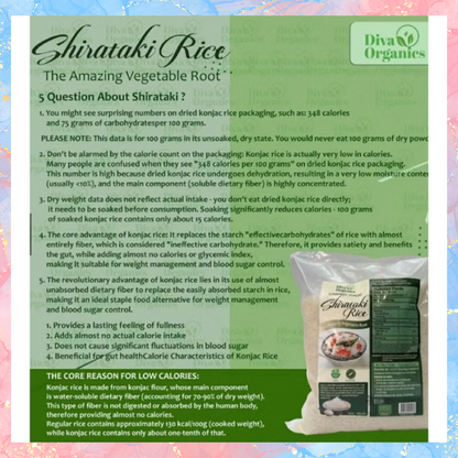 Diva Organics Shirataki Dried Rice - 1KG | Konjac Rice