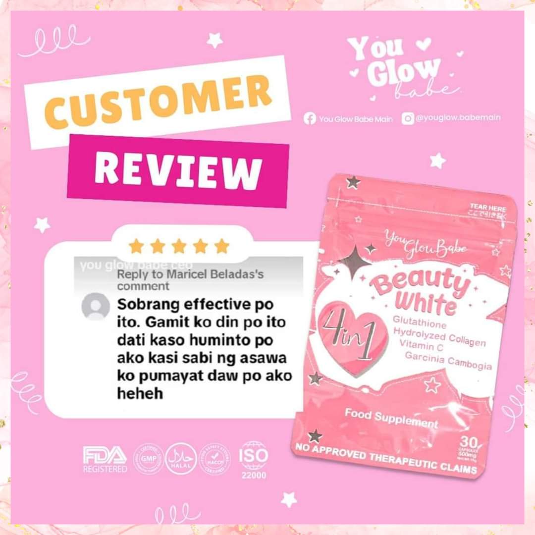 is you glow babe glutathione fda approved You Glow Babe 4in1 Beauty White | 30Capsules – Charm Essentials