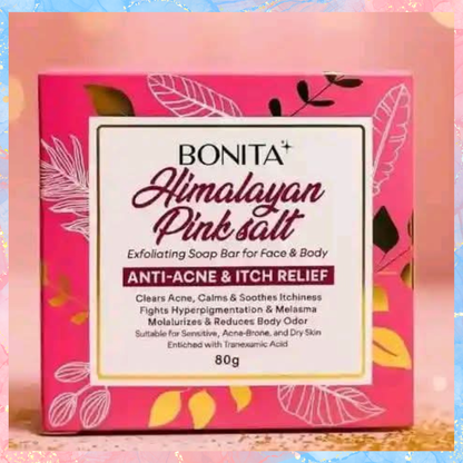 Bonita Himalayan Pink Salt Exfoliating Soap Bar | Anti-Acne & Itch Relief | 80G