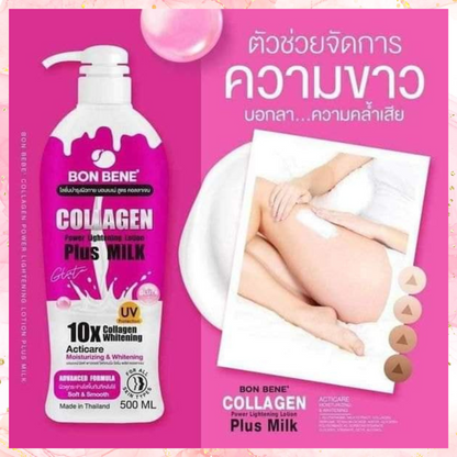 Bon Bene Collagen Power Lightening Lotion Plus Milk with UV Protection | Made in Thailand | 500ML