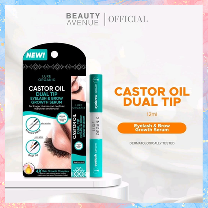 Luxe Organix Castor Oil DUAL TIP Eyelash & Brow Growth Serum | 10ML