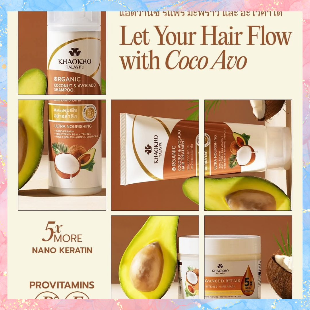 Khaokho Talaypu Organic Coconut & Avocado Shampoo and Conditioner SET