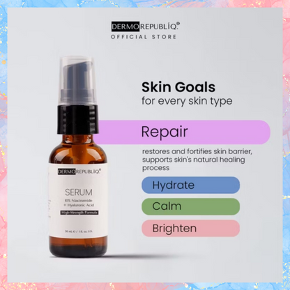 DERMOREPUBLIQ SERUM 10% Niacinamide + Hyaluronic Acid | High strength formula serum | 30ML