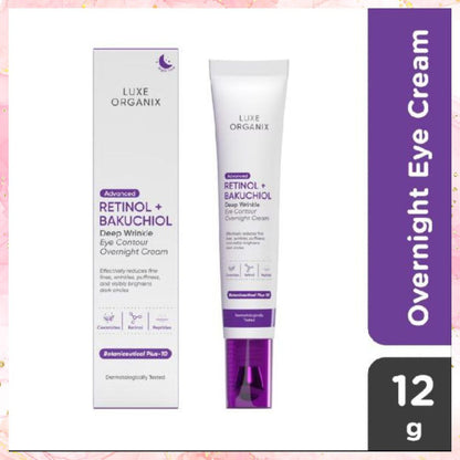 Luxe Organix Advanced Retinol + Bakuchiol Deep wrinkle Eye Contour Overnight cream | Eye Cream | 12G