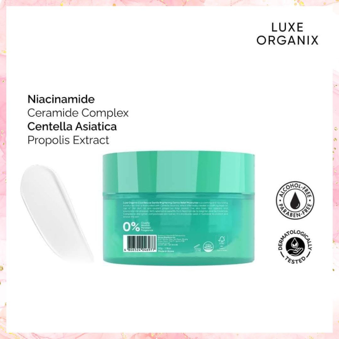 Luxe Organix CICA Rescue Gentle Brightening Derma Relief Moisturizer | 50G
