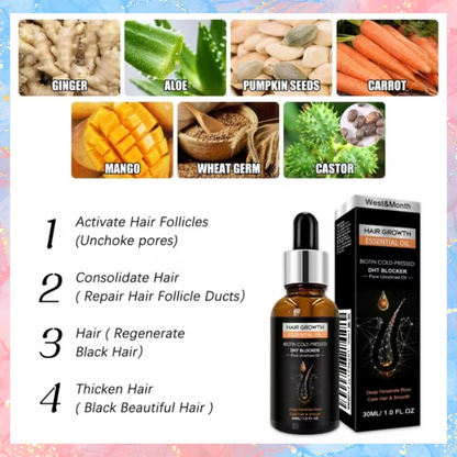 West&Month Hair Growth Essential Oil | Biotin Cold-Pressed | 30ML