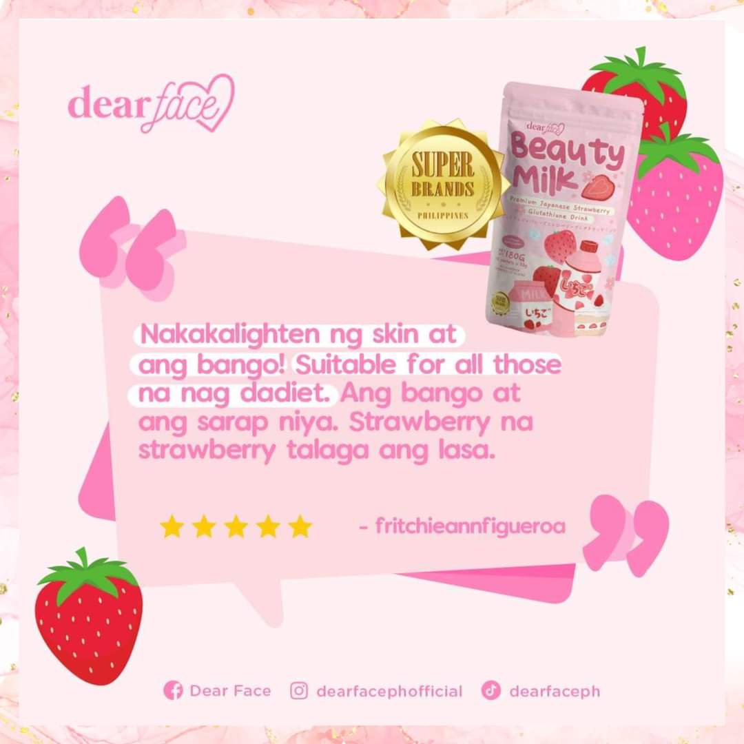 beauty milk premium japanese strawberry glutathione drink Dear Face - Beauty Milk Premium Japanese Strawberry | 180grams – Charm Essentials beauty milk premium japanese strawberry glutathione drink Dear Face - Beauty Milk Premium Japanese Strawberry | 180grams – Charm Essentials