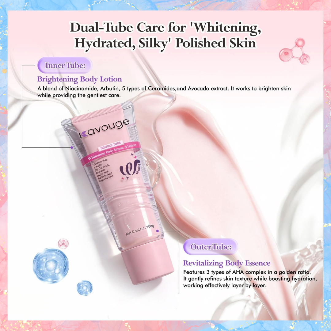 Kavouge 2in1 Double Tube Whitening Body Serum & Lotion | 200G