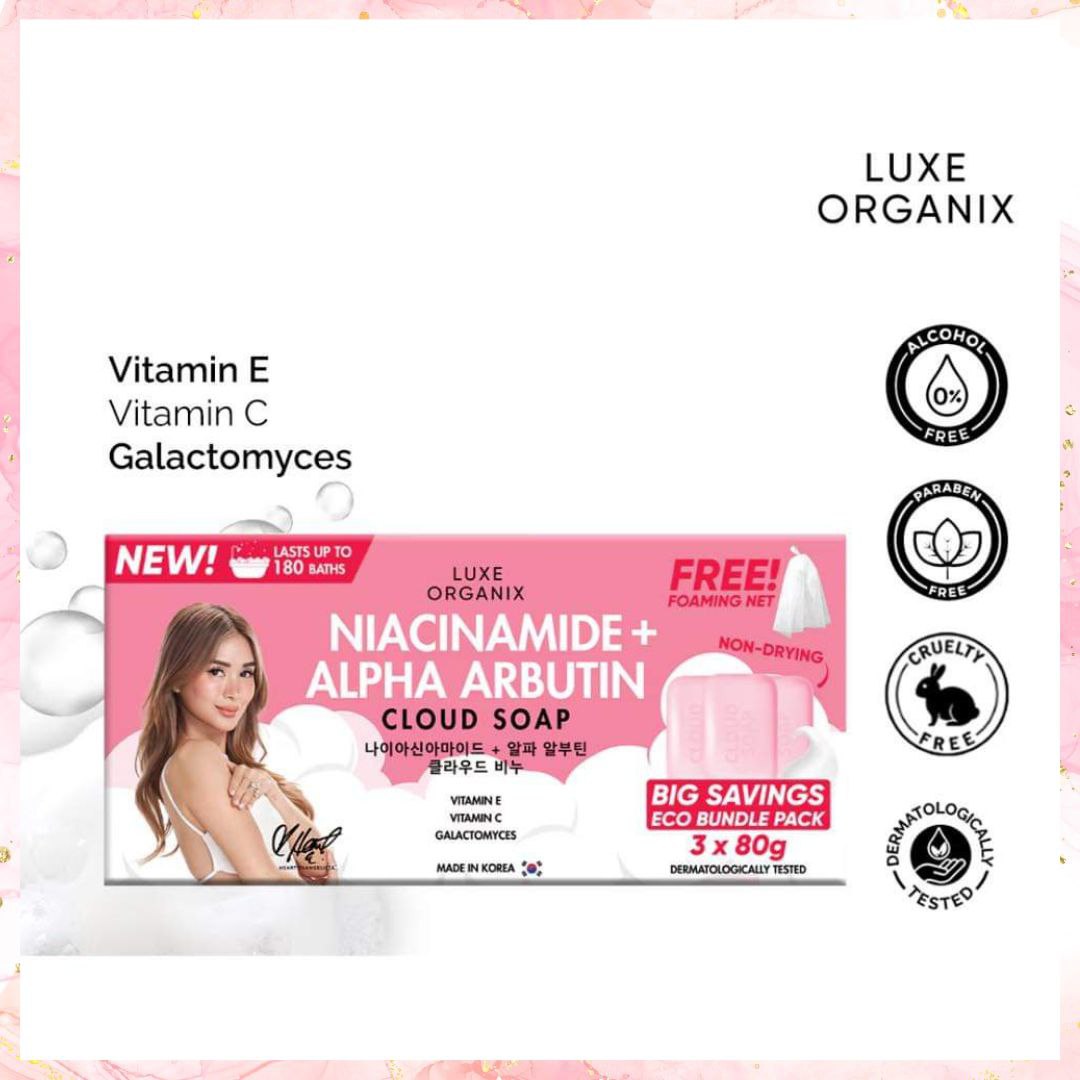 Luxe Organix Niacinamide + Alpha Arbutin Cloud Soap | 3pcs x 80g