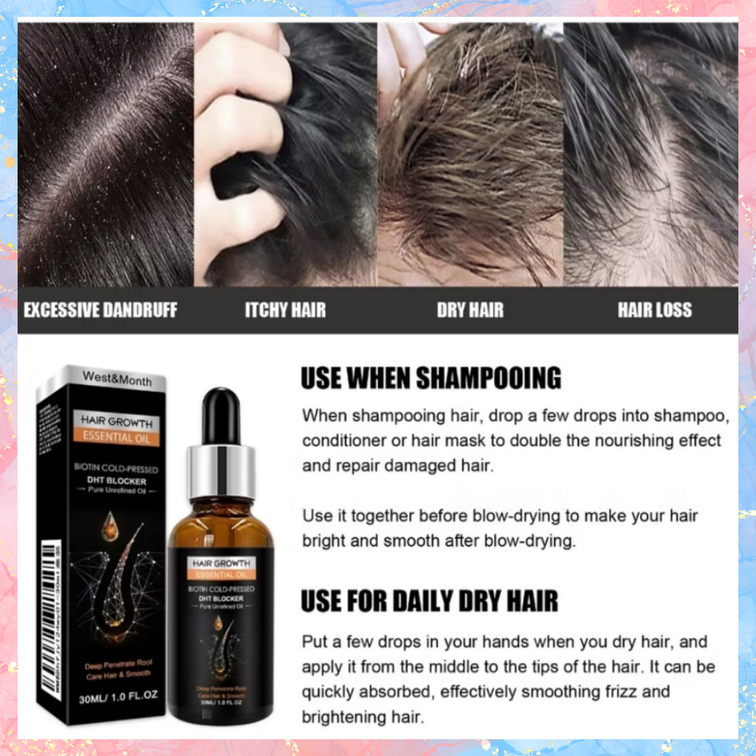 West&Month Hair Growth Essential Oil | Biotin Cold-Pressed | 30ML