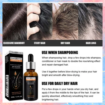 West&Month Hair Growth Essential Oil | Biotin Cold-Pressed | 30ML
