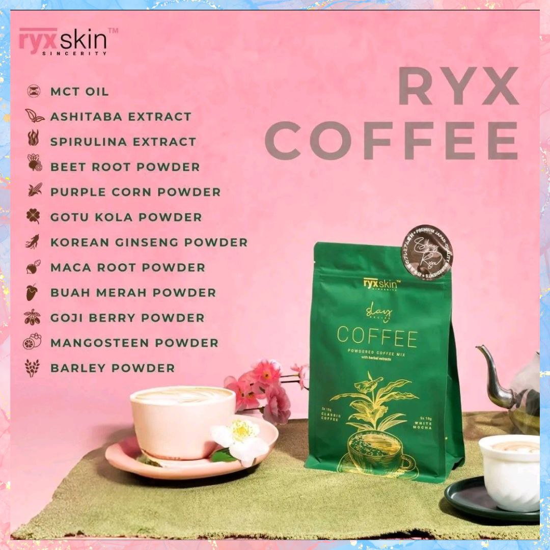 Ryx skin Coffee with Herbal extracts | 5x White Mocha + Classic Coffee | 10sachets