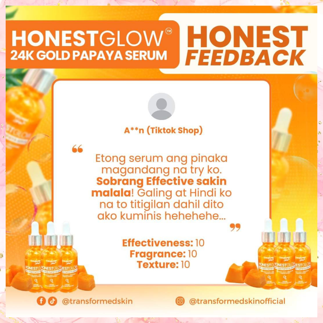 Transformed Skin HONEST GLOW 24k GOLD PAPAYA SERUM | 30ML