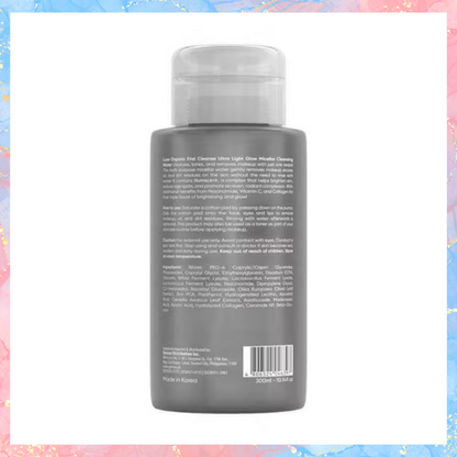 Luxe Organix First Cleanse Ultra Light Glow Micellar Cleansing Water | Alcohol Free | 300ML