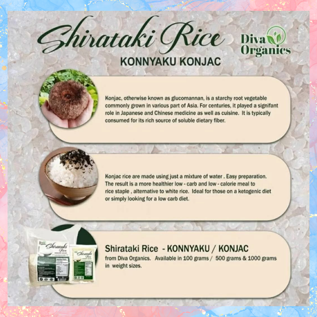 Diva Organics Shirataki Dried Rice - 1KG | Konjac Rice