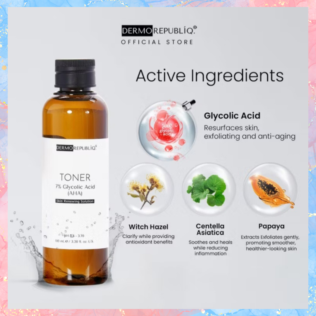 DERMOREPUBLIQ Toner 7% Glycolic Acid (AHA) Skin Renewing Toner | 100ML