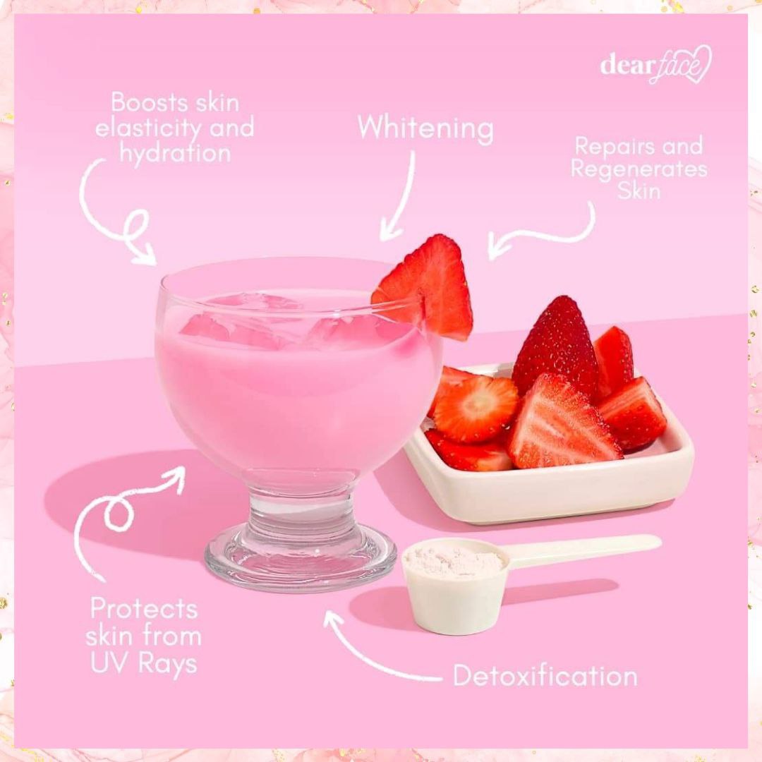 Dear Face Beauty Milk Strawberry | Premium Japanese Glutathione Drink Charm Essentials - USA LLC Dear Face Beauty Milk Strawberry | Premium Japanese Glutathione Drink Charm Essentials - USA LLC