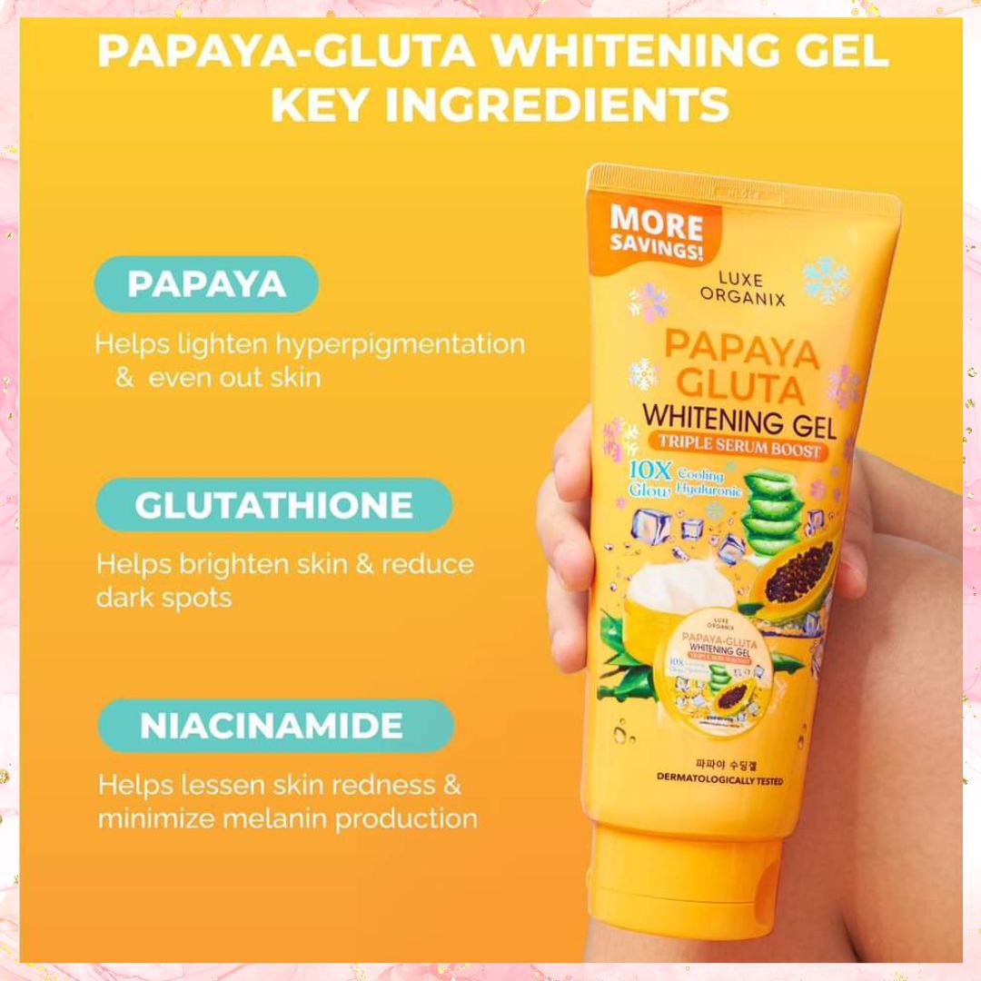 Luxe Organix Papaya Gluta Whitening Gel | Triple Serum Boost | 300ML