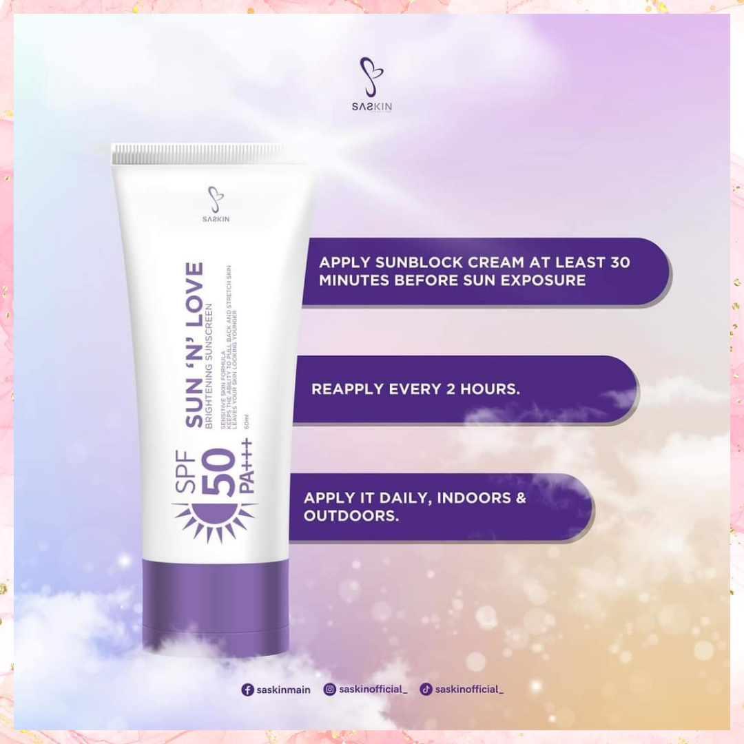 SASKIN Sun 'n' Love Brightening Cream Gel Sunscreen with SPF50PA+++ | 60ML