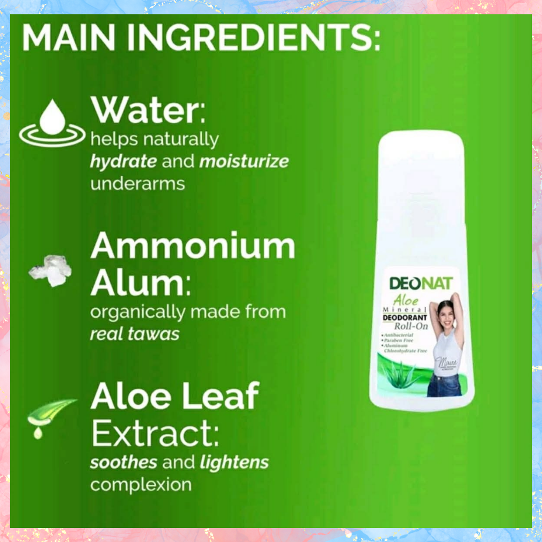 Deonat Aloe Mineral Deodorant Roll On | ALCOHOL-FREE | 65ML