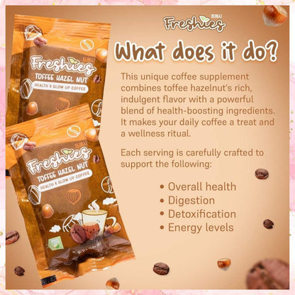 Juju Glow Freshies Toffee Hazel Nut | Health & Glow up Coffee | 10sachets