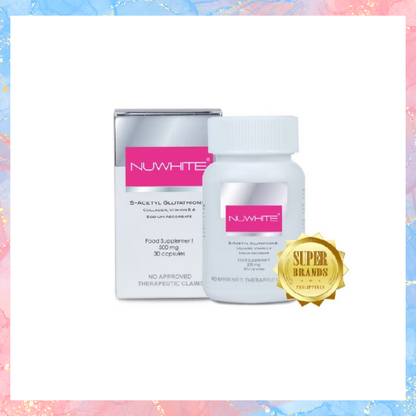 NUWHITE S-ACETYL GLUTATHIONE with Collagen, Vitamin E & Sodium Ascorbate | 30caps
