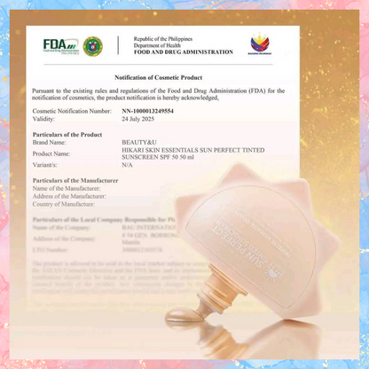 Hikari Skin Premium Sun Sunscreen Tinted Sunscreen broad spectrum with SPF50 PA++++ UVA/UVB | 50G