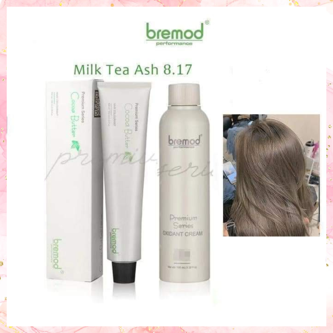 Bremod Milktea Ash Hair Colourant with Oxidant Cream + Bremod Super Plex | Hair Color + Hair Vitamin