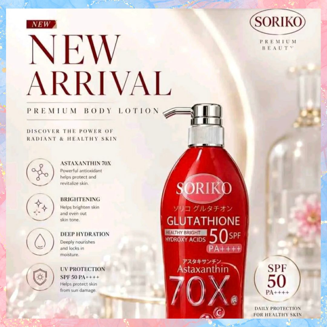 Soriko Glutathione Astaxanthin 70x Whitening Body Lotion | 500ml